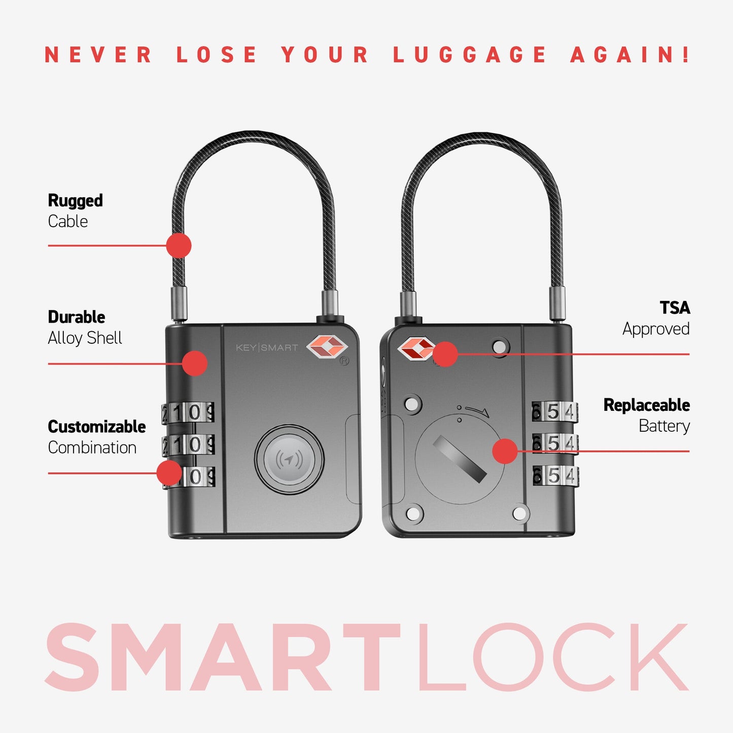 KeySmart SmartLock: The World's First Trackable Luggage Lock